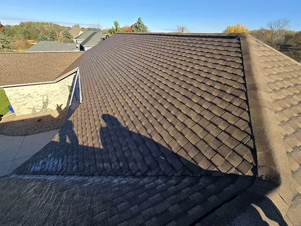 Roofing job close-up view